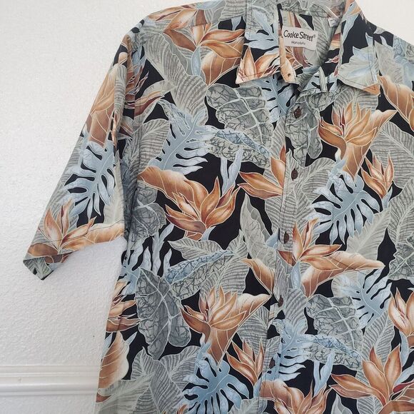 Cooke Street Shirt Honolulu Reverse Print Leaves Hawaiian Button Down Mens L - Picture 7 of 15